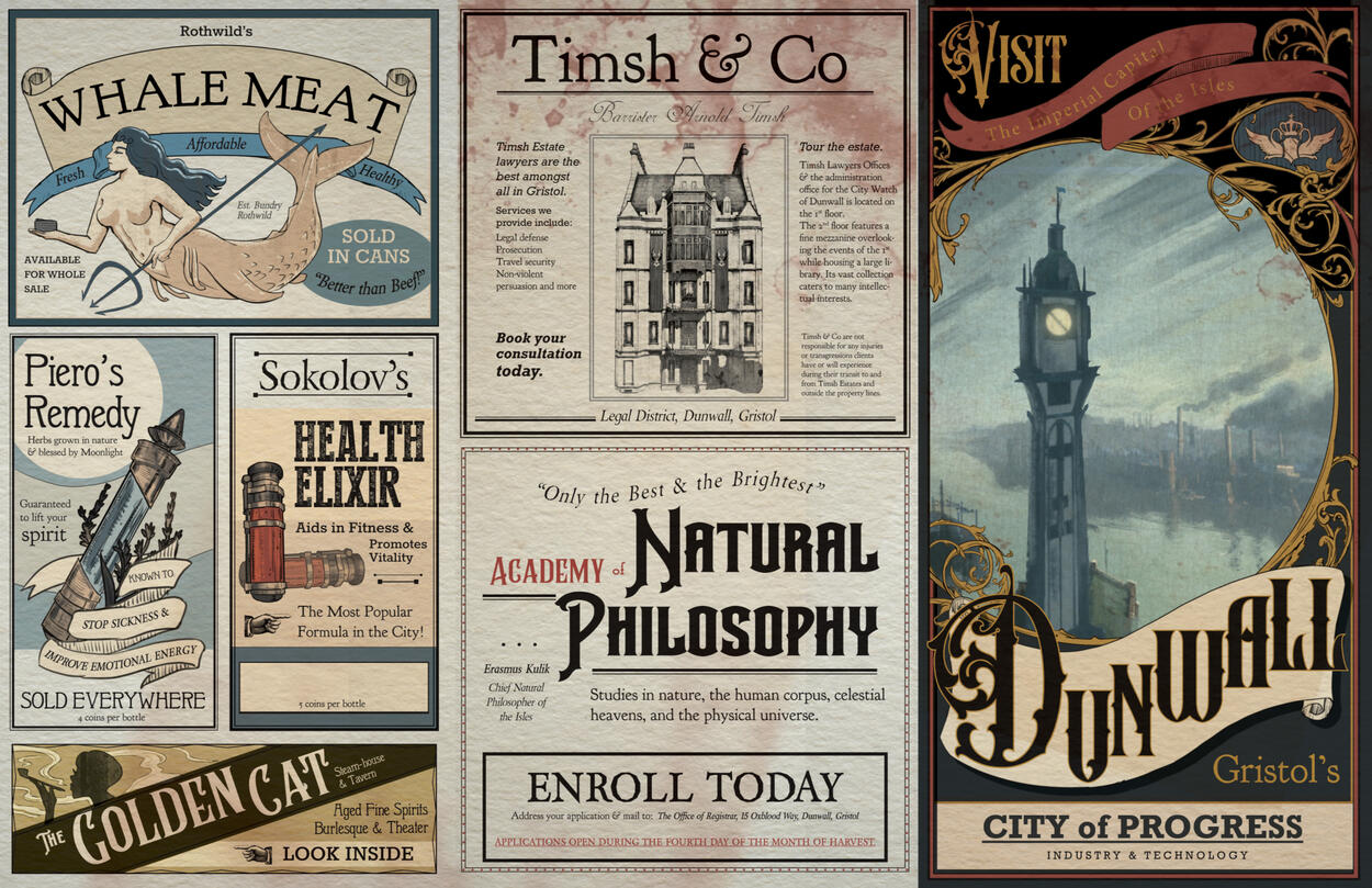 A travel pamphlet for Dunwall, the setting of the game Dishonored by Arkane Studios. The intended audience I wanted to cater to were to be the high elite and rich nobles who would be drawn to Dunwall.